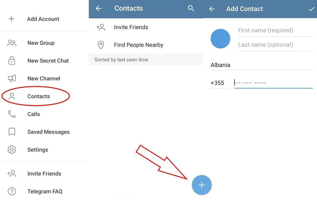 Create Contacts in Telegram