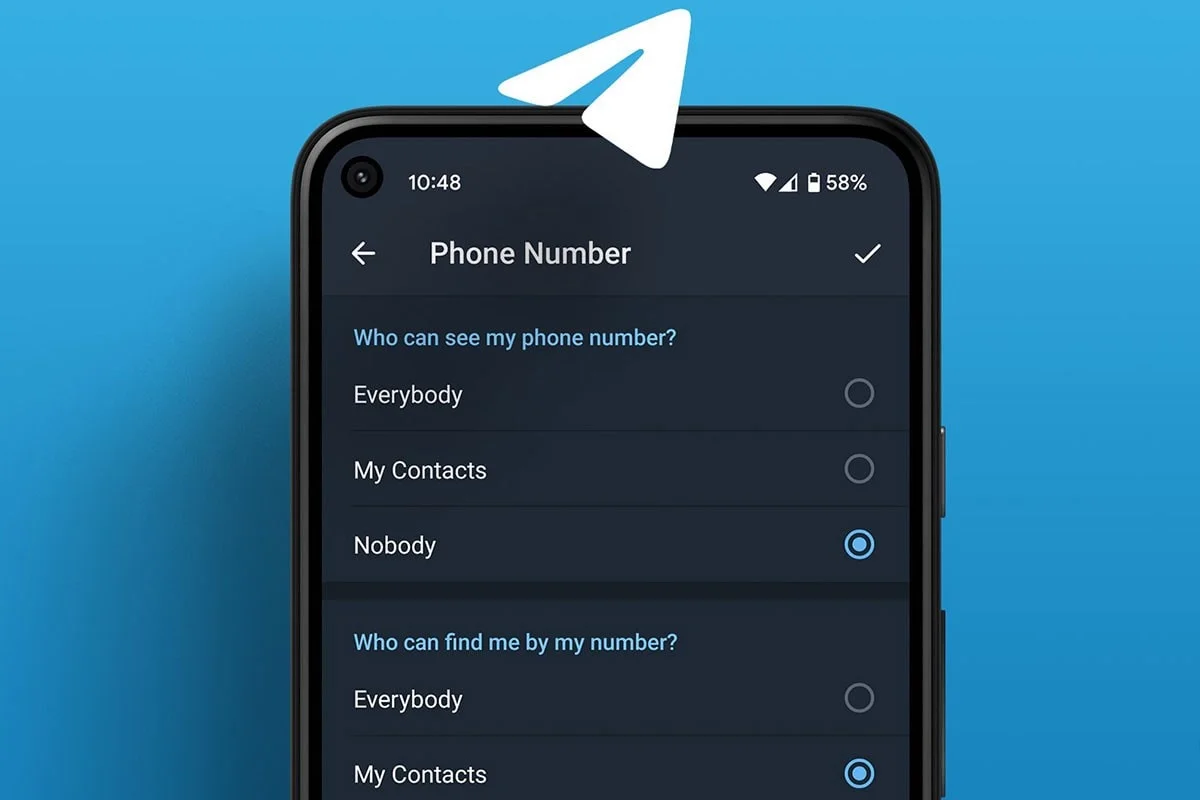تنظیمات نمایش شماره اکانت Telegram