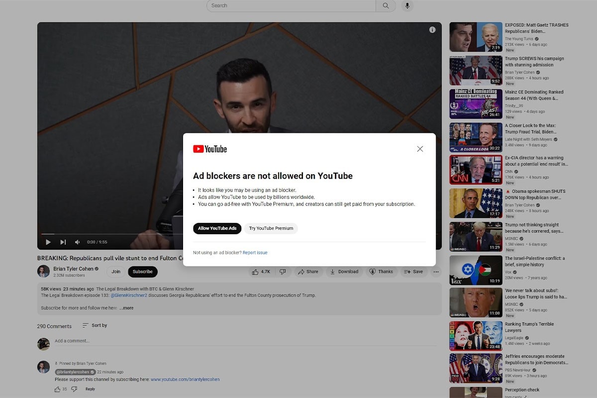 حذف تبلیغات YouTube در مرورگر