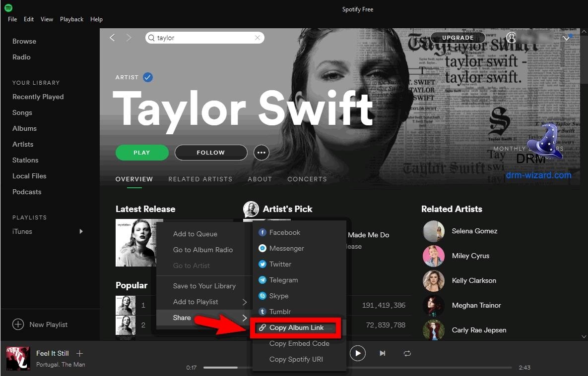 نحوه انتقال موسیقی در Spotify نسخه وب