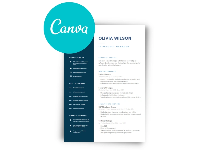  رزومه‌نویسی با کانوا