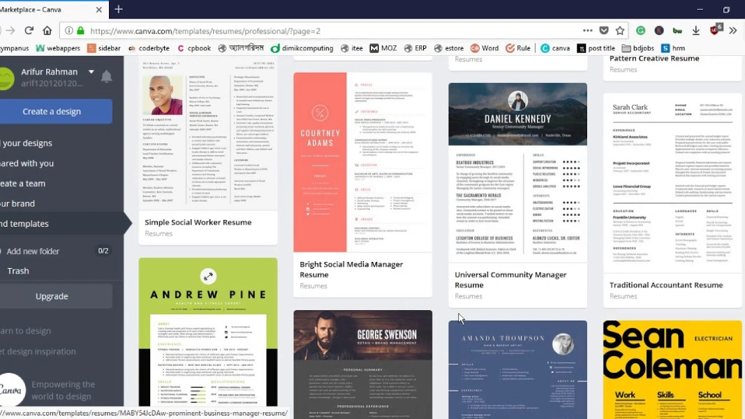  رزومه‌نویسی با کانوا