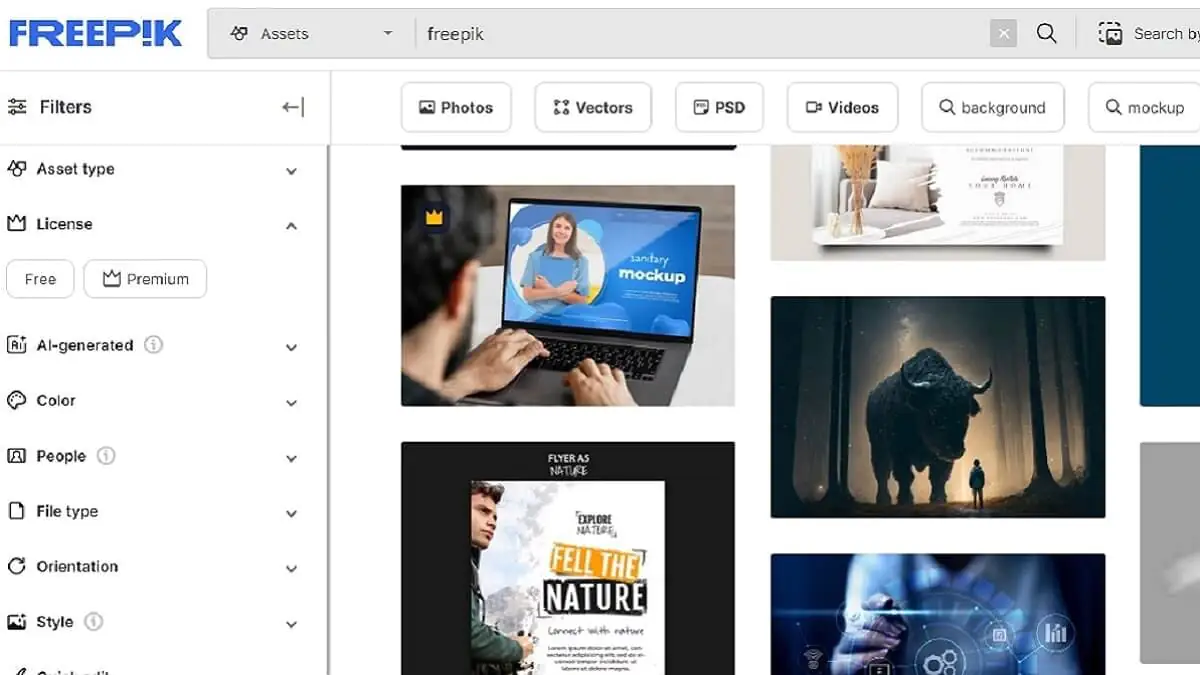 اسکرین شات از نمای سایت freepik.com