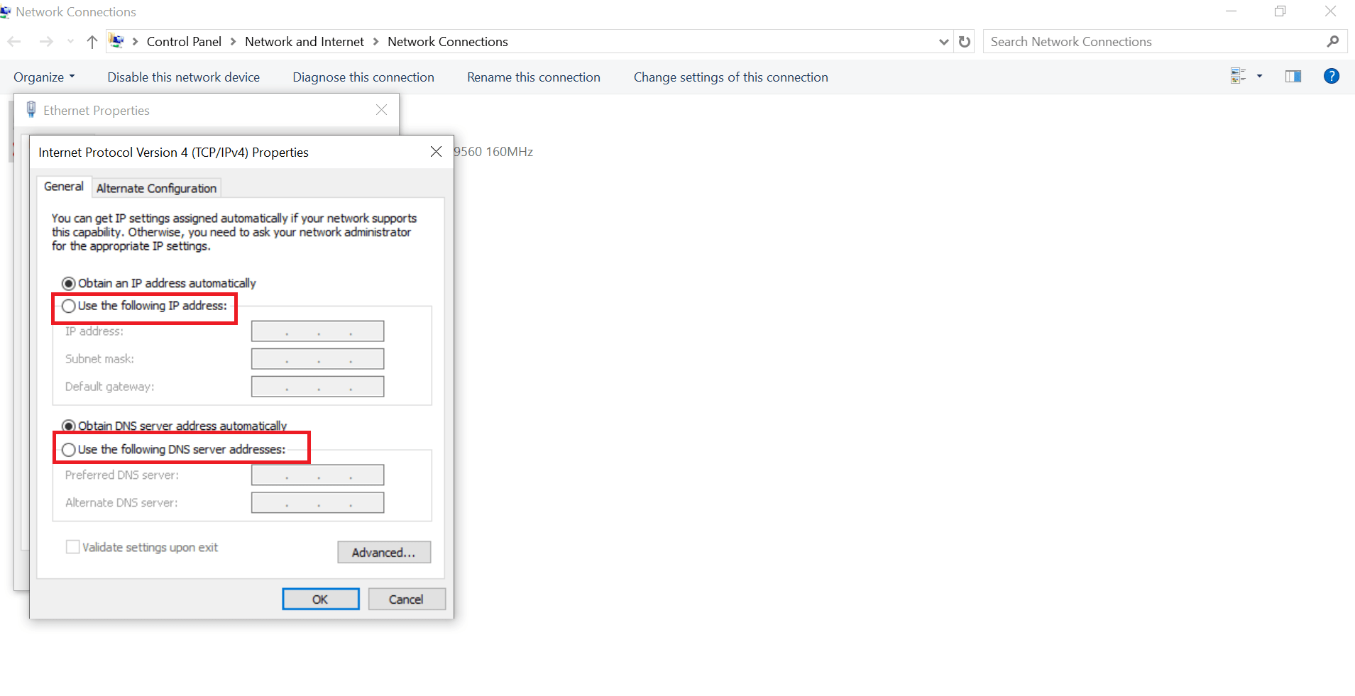 Use the following DNS server addresses
